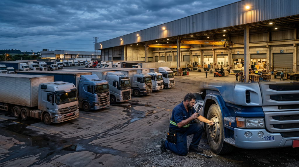 Manutenção de motor diesel industrial com análise de lubrificação