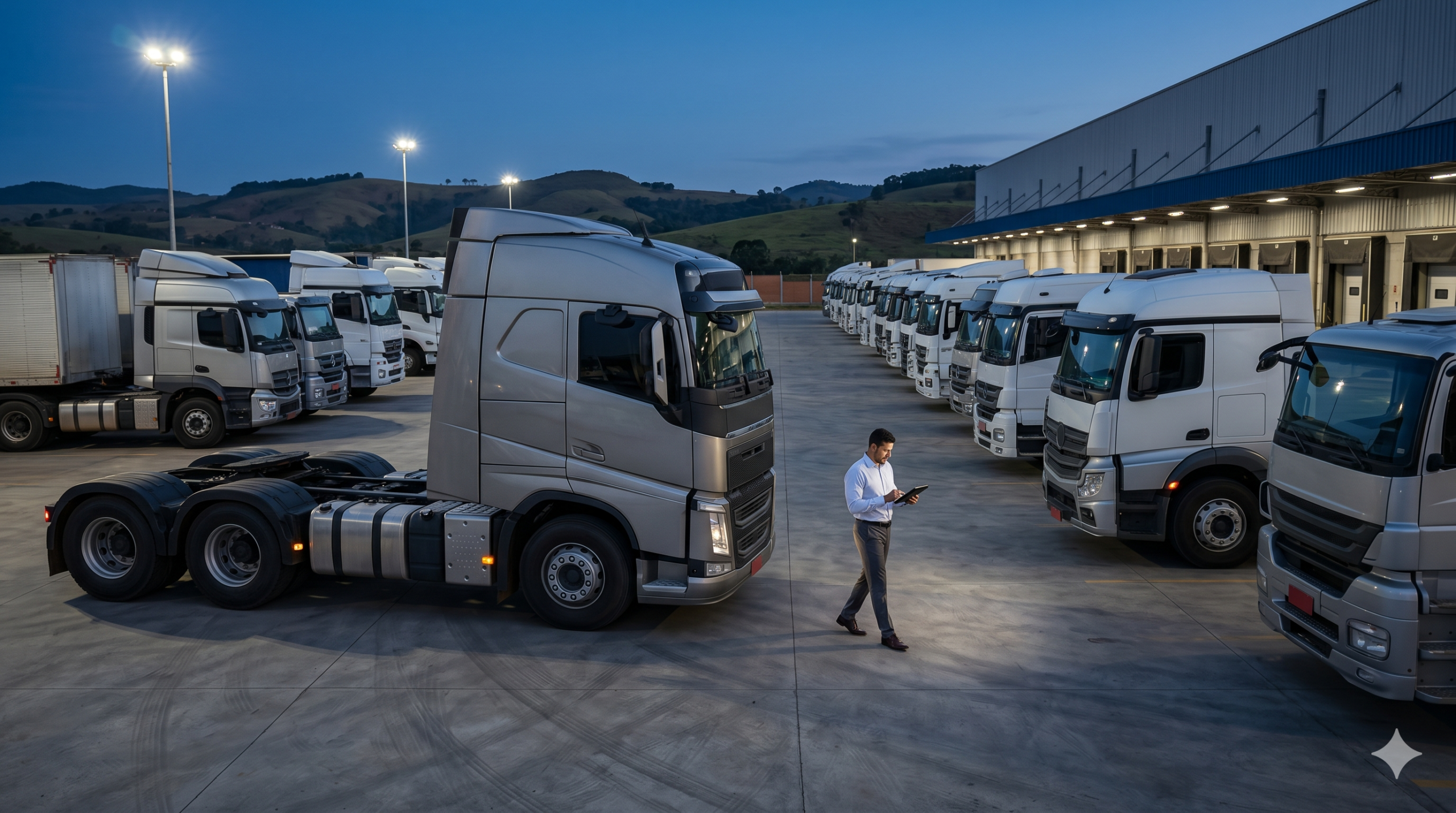 Frota de caminhões diesel em operação logística em Minas Gerais