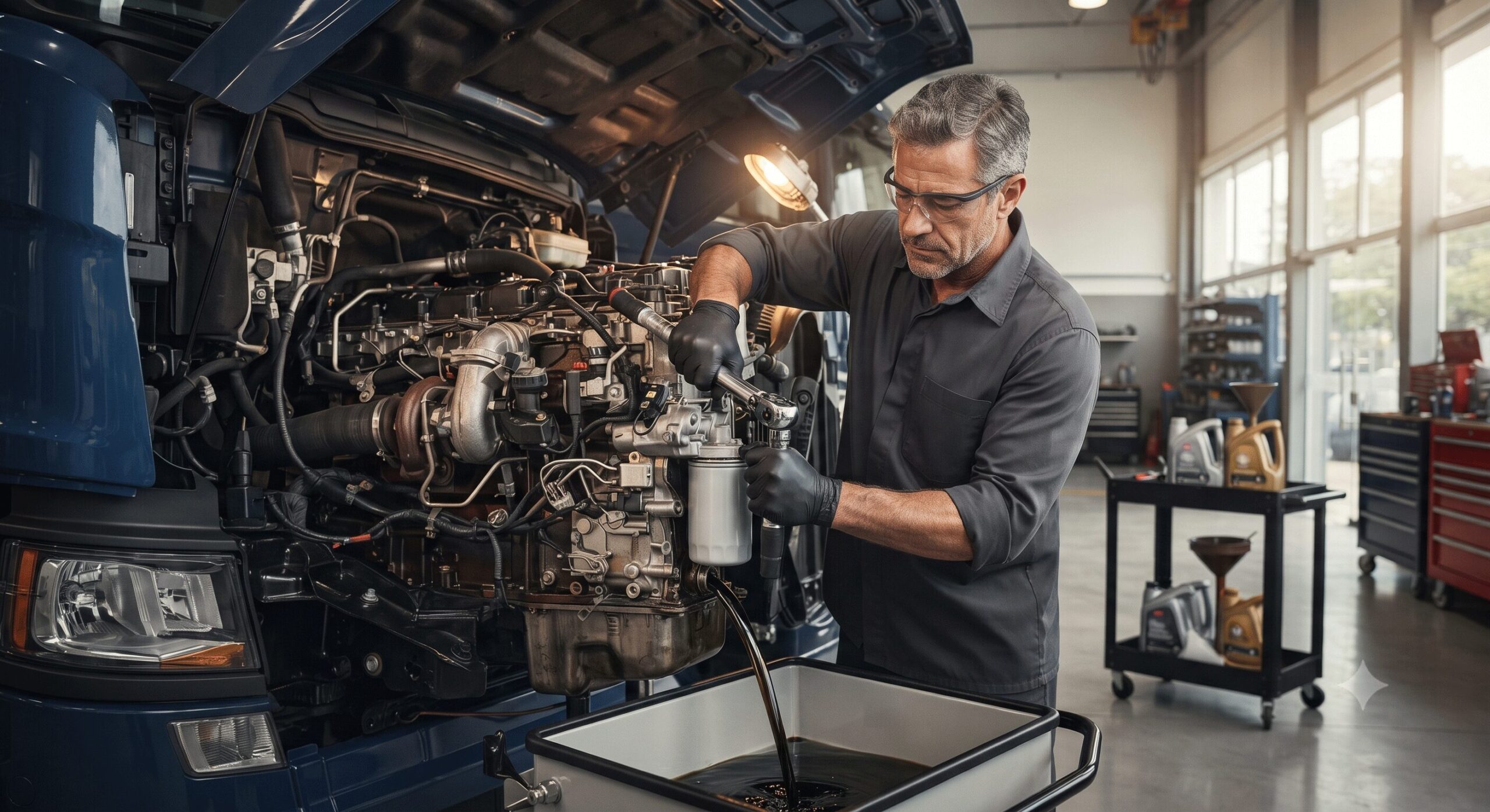 troca de óleo protege motores diesel caminhões máquinas pesadas